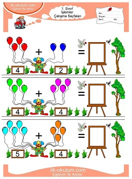 Çocuklar İçin toplam işlemi yaprak testleri 